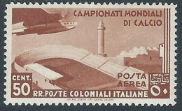 1934 EMISSIONI GENERALI POSTA AEREA MONDIALI DI CALCIO 50 CENT MH * - I38-7 - General Issues