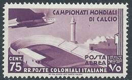 1934 EMISSIONI GENERALI POSTA AEREA MONDIALI DI CALCIO 75 CENT MNH ** - I38-7 - Amtliche Ausgaben