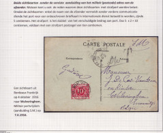 DDFF 371 -- RARE Taxation En Zone Non Occupée - WULVERINGHEM 1916 S/ Carte-Vue France En SM (pas De Code Militaire) - Zone Non Occupée