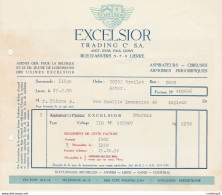 Facture De 1950 EXCELSIOR Trading C° S.A à LIERRE En Belgique Aspirateurs Cireuses Armoires Frigorifiques - 1950 - ...
