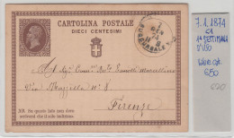 RC236 - INTERO POSTALE C1 TORINO 7.1.1874 PRIMA SETTIMANA D'USO CATALOGO € 50 - Ganzsachen