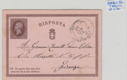 RC237 - INTERO POSTALE C2 RISPOSTA TORINO 20.1.1874 PRIMO MESE D'USO CATALOGO € 30 - Entiers Postaux