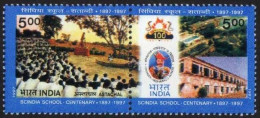 INDIA 1997 100 YEARS OF SCINDIA SCHOOL SE-TENENT PAIR COMPLETE SET MNH RARE - Unused Stamps