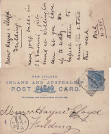 NEW ZEALAND 1895 POSTCARD SENT TO FIELDING - Covers & Documents