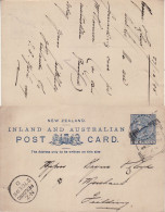 NEW ZEALAND 1895 POSTCARD SENT TO FIELDING - Storia Postale