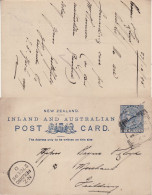 NEW ZEALAND 1895 POSTCARD SENT TO FIELDING - Cartas & Documentos