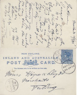 NEW ZEALAND 1895 POSTCARD SENT TO FIELDING - Cartas & Documentos