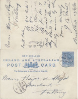 NEW ZEALAND 1895 POSTCARD SENT TO FIELDING - Briefe U. Dokumente