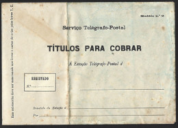 Envelope Interno Do Serviço Telegrafo Postal. Mod. 2. Internal Envelope Of The Lisbon Postal Telegraph Service, Mod. 2. - Storia Postale