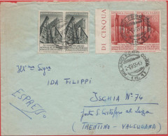 ITALIA - Storia Postale Repubblica - 1955 - 2x 25 + 2x 60 4º Congresso Mondiale Del Petrolio A Roma- Viaggiata Da Milano - Poste Exprèsse/pneumatique