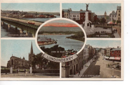 COLOURED POSTCARD - MULTIVIEW - LONDONDERRY  - NORTHERN IRELAND - - Londonderry