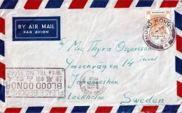 HONGKONG1953 KGVI COVER To SWEDEN  FULL STROKE PROMOTION MARK "PLEASE BECOME A BLOOD DONOR" - Brieven En Documenten