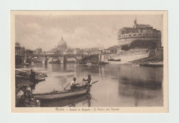 ROMA:  CASTEL  S. ANGELO  -  S. PIETRO  DAL  TEVERE  -  PESCATORI  IN  PRIMO  PIANO  -  FP - Fiume Tevere