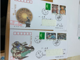China Postally Used Cover 2008 Wall Paintings Buddha - Briefe U. Dokumente