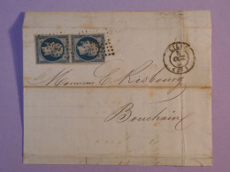 DF0 FRANCE BELLE  LETTRE   ENV.  1859 LILLE A BOUCHAIN   +PAIRE  VERT. DE NAPOLEON  N° 10 + AFF. INTERESSANT++++ - 1852 Luigi-Napoleone