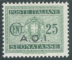 1939-40 AFRICA ORIENTALE ITALIANA SEGNATASSE 25 CENT MH * - I43-9 - Africa Orientale Italiana