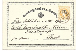 0152b: Altösterreich- Postkarte Gleichenberg, Gelaufen 1867 Nach Pest - Bad Gleichenberg