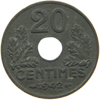 FRANCE 20 CENTIMES 1942 #s088 0191 - 20 Centimes