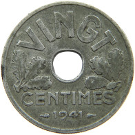 FRANCE 20 CENTIMES 1941 #s088 0209 - 20 Centimes