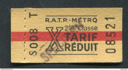 Neuf ! Ticket De Métro Tarif Réduit 2ème Cl (issu De Carnet) "SPECIMEN" Période 1960/1966 - Métropolitain Paris RATP - Europa