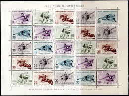 TURKEY 1960 SUMMER OLYMPICS GAMES ROME MINI SHEET MI No 1769-73 MNH VF!! - Sommer 1960: Rom