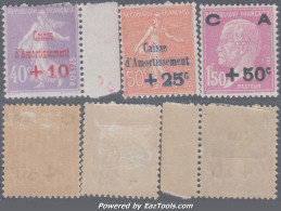 2ème Série Caisse D'Amortissement Neuve * TB (Y&T N° 249 à 251, Cote 119€) - 1927-31 Caisse D'Amortissement