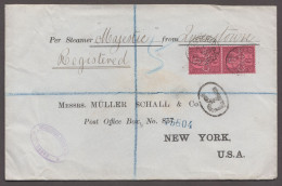 1900 (Aug 15) Envelope Sent Registered From London To The USA With 1887 6d Vertical Pair With "D C & Co" Perfins - Brieven En Documenten