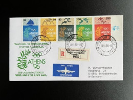 GREECE 1990 REGISTERED FDC ATHENS TO SCHWABENHEIM 13-07-1990 OLYMPIC GAMES GRIEKENLAND - Lettres & Documents