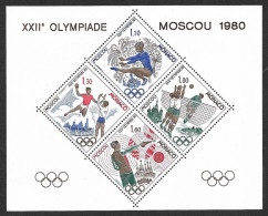 Monaco Bloc Spécial Gommé N°11** Des Timbres N°1218/1221**. 1980 J.O De Moscou. Cote 300€ - Volley-Ball