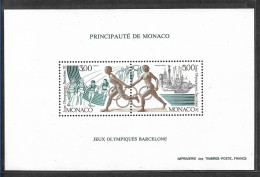 Monaco Bloc Spécial Gommé N°16**, Timbre N°1771/1773 Jeux Olympiques De Barcelone Cote 250€. - Variétés