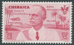 1934 CIRENAICA POSTA AEREA VOLO ROMA MOGADISCIO 75 CENT MNH ** - I37-5 - Cirenaica