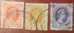RHODESIA & NYASALAND  1954  QUEEN ELIZABETH  0,5-2,5-9 D - Rodesia & Nyasaland (1954-1963)