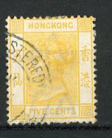 H-K  Yv. N° 38 ; SG N° 58 Fil CA (o)  5c Jaune Victoria  Cote 8,5 Euro BE   2 Scans - Usados