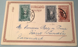 SMYRNA FIRST EXHIBITION 1927 OVPT (Mi.858-859) RARE USAGE On Turkey Postal Stationery>Denmark (cover - Lettres & Documents