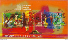 India 2003 Sangeet Natak Akademi Music Dance Musical Instruments Miniature Sheet MS MNH As Per Scan - Nuevos