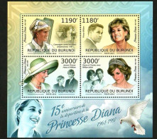 Burundi 2012 15th Anniversary Of The Death Of Princess Diana，MS MNH - Unused Stamps