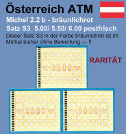 1988 Österreich Austria Automatenmarken ATM 2.2 B Bräunlichrot / Satz S3 5.00/ 5.50/ 6.00 ** Frama Vending Machine - Machine Labels [ATM]