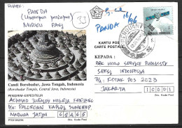 INDONESIE. Carte Illustrée Ayant Circulé. Temple De Borobudur. - Boeddhisme