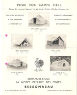 Lot Ets Bessonneau à Angers Publicité Tentes De Camping , Factures En-tête Et Carte Postale Avec EMA Rouge 1955 - Textilos & Vestidos