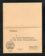 "DEUTSCHES REICH" Vordruckpostkarte Mit Antwortkarte "HEERESSACHE, K.Preuss.Kriegsministerium" Unbenutzt (4538) - Autres & Non Classés