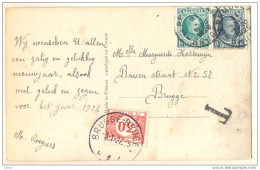 1p637: Fantasiekaartje: N° 193+191: 3E BRUGGE 3E BRUGES 1926 + T + TX35:  BRUGGE-BUGES L1L -3-1-27.-5 - Covers & Documents