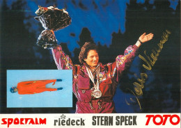 Autogramm AK Rodeln Rennrodlerin Doris Neuner Innsbruck Tirol Österreich Olympiasiegerin Olympia 1992 Albertville Luger - Autographes