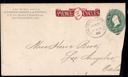 U.S.A.(1896) Bicycles. Two Cents Postal Stationery With Advertising. "Pierce Cycles." Roughly Opened At Right. - ...-1900