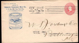 U.S.A.(1899) Eagle. Can Of Condensed Milk. Two Cent Postal Stationery With Illustrated Advertising For Borden's Condense - ...-1900