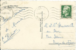 MONACO CARTE 8F MONACO POUR LE BROC ( PUY DE DOME ) DE 1951 LETTRE COVER - Cartas & Documentos