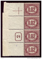 Italia Regno 1875 Servizio Sass.Serv.1 Striscia Di 4 Con Numero Di Tavola **/MNH VF - RARA - Dienstzegels
