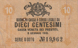 BUONO CASSA 10 CENT 1918 CASSA VENETA VF (ZP870 - Buoni Di Cassa