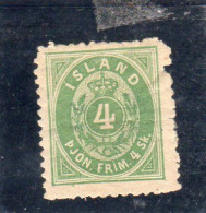 Islande :Timbres De Service N°1 Neuf  Défectueux ,type A Dent Manquante ,pliure) - Service