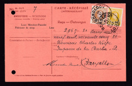 DDFF 360 -- Carte Récépissé TP Houyoux BORGLOON LOOZ 1927 - Verso 2 Timbres Fiscaux - Documenten