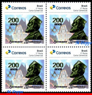 Ref. BR-V2019-63-Q BRAZIL 2019 - HERMANN BLUMENAU, MASONRY, FREEMASON, ARCHITECTURE, BLOCK MNH, FAMOUS PEOPLE 4V - Neufs